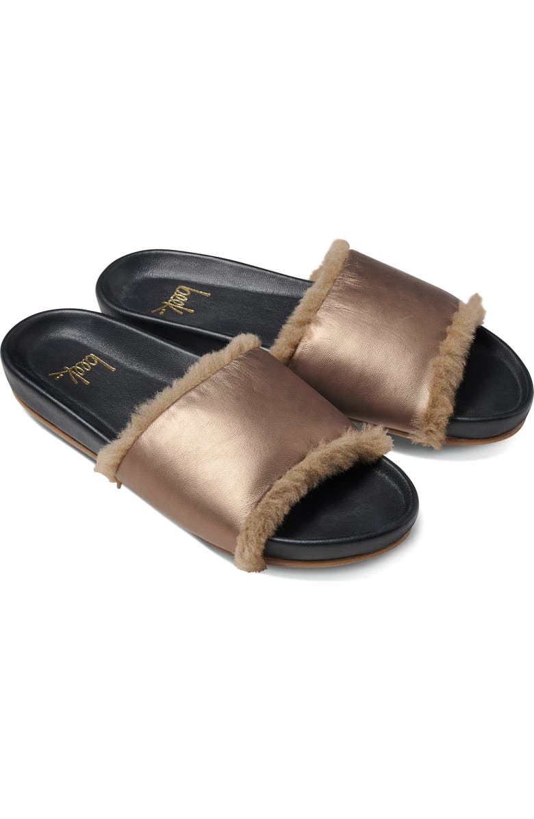 Beek Gallito Genuine Shearling Slide Sandal, Alternate, color, Mocha Metal / Bronze Shearling