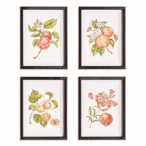Autumnal Fruit Prints, Set of 4 - Pink/Orange - Fir Wood