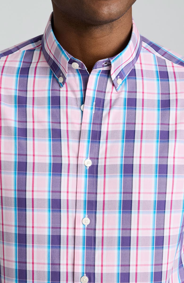 UNTUCKit Maitland Regular Fit Plaid Wrinkle Free Cotton Button-Down Shirt, Alternate, color, Pink