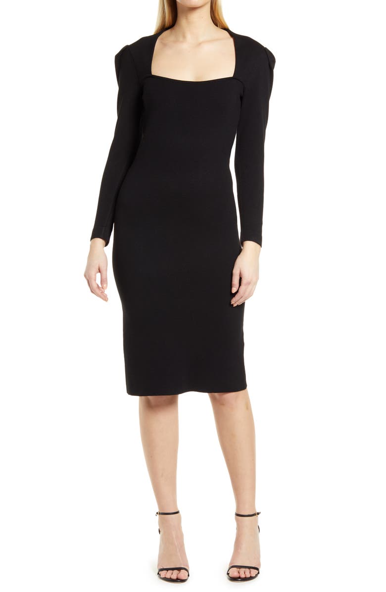 Eliza J Long Sleeve Body-Con Dress, Main, color,