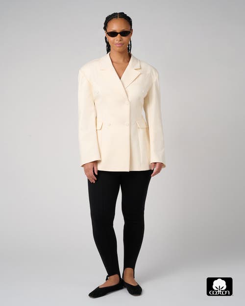 Weworewhat Double Breasted Cinched Waist Blazer In Neutral