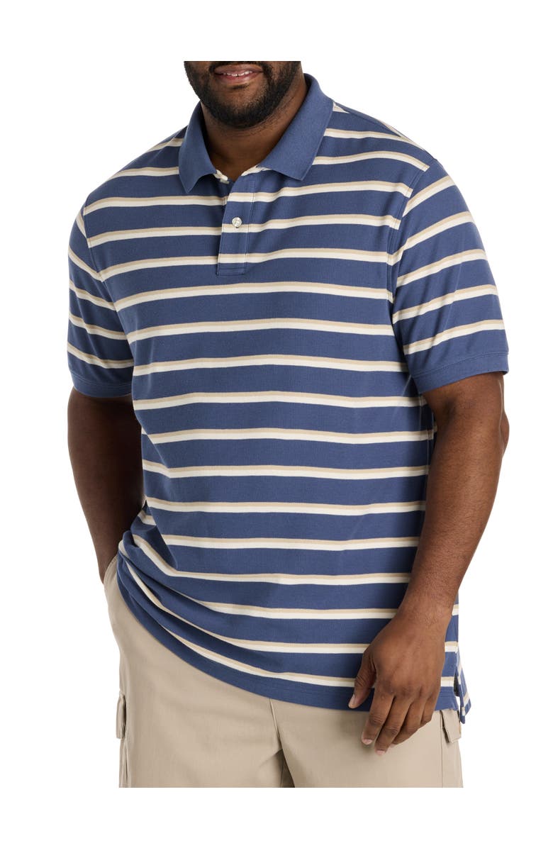 Harbor Bay by DXL Big & Tall Striped Polo Shirt V2, Main, color, Sargasso Sea Multi