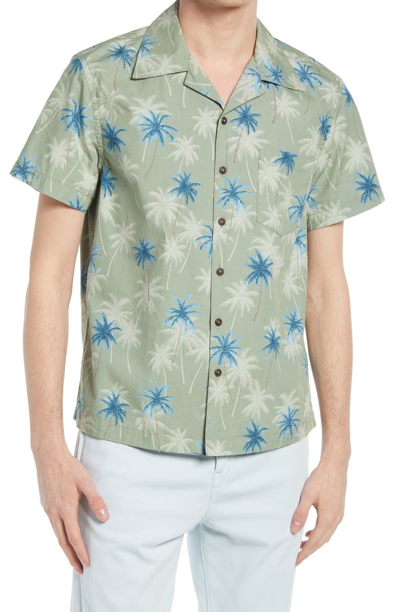 HIROSHI KATO KATO Men's Trim Fit Print Short Sleeve Button-Up Shirt, Main, color,