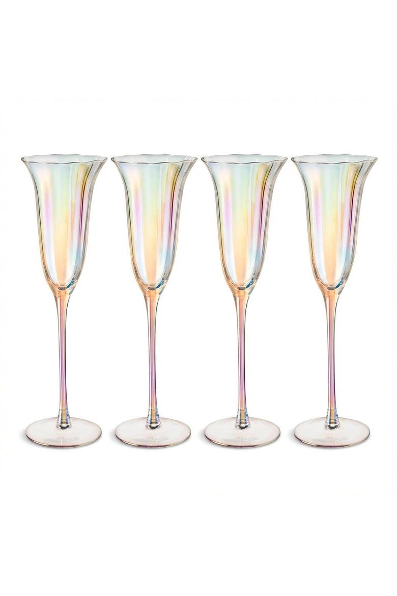 Loess Optical Glass Champagne Flute 5 oz Set of 4, Main, color, Clear