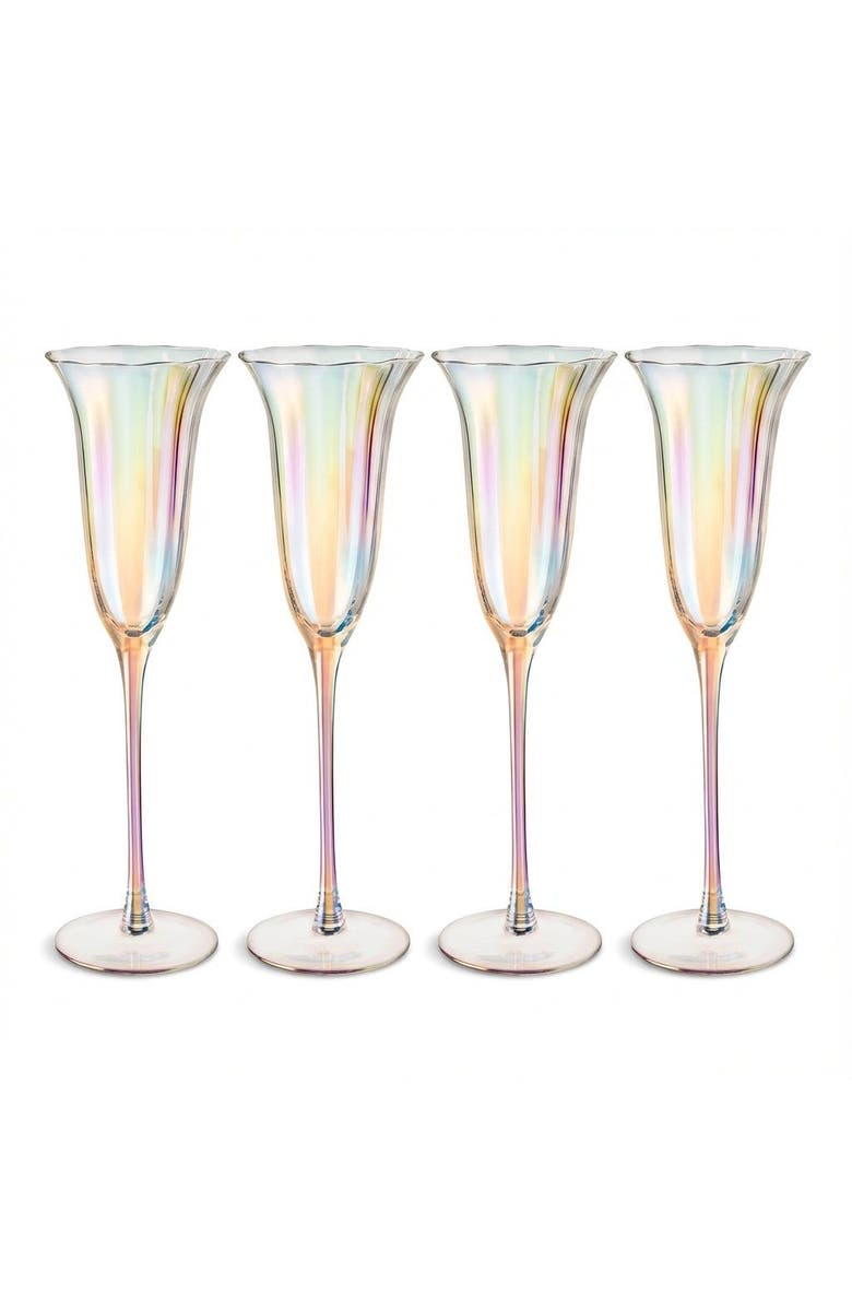 Zsa Zsa Zsu Loess Optical Glass Flute Champagne Glass 5 Oz. Set Of 4, Main, color, Clear