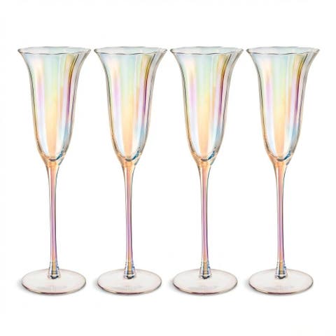 Loess Optical Glass Flute Champagne Glass 5 Oz. Set Of 4