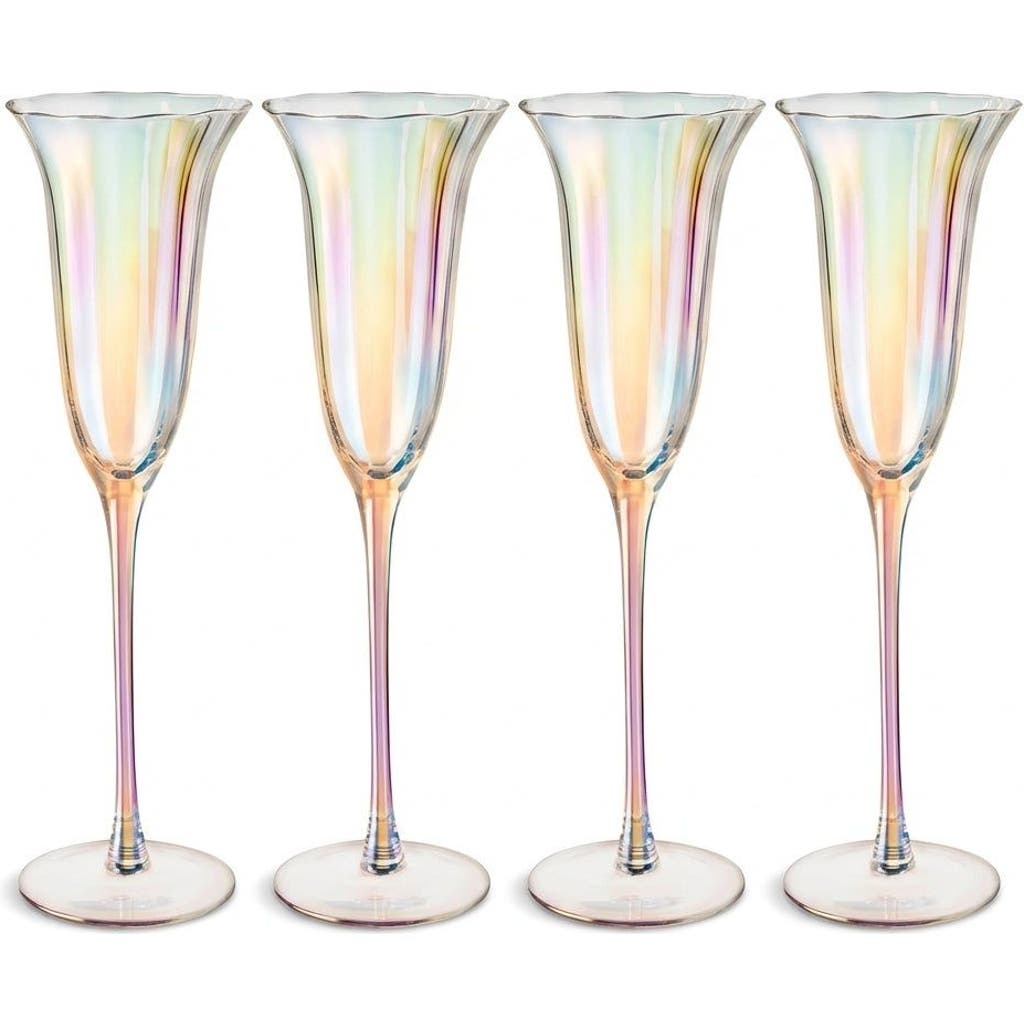 Zsa Zsa Zsu Loess Optical Glass Flute Champagne Glass 5 Oz. Set Of 4 In Transparent