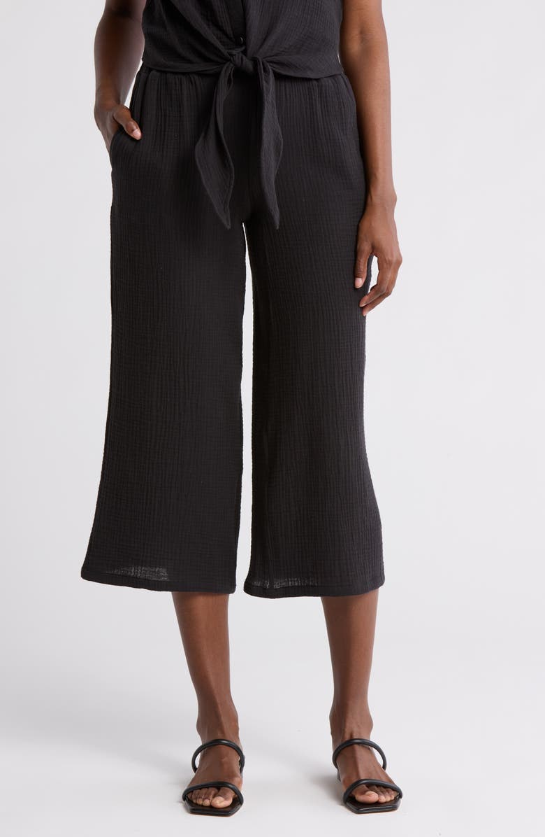 T Tahari Pleated Gauze Pull-On Pants, Main, color,
