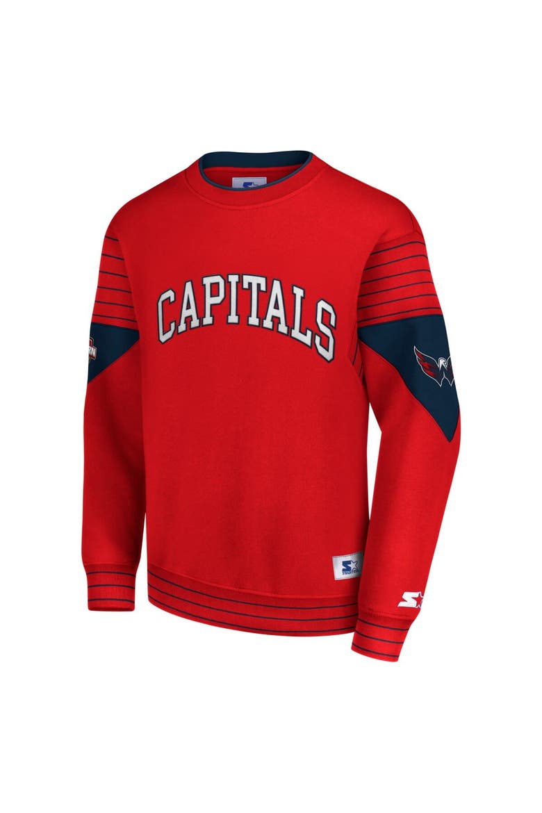 Men's Starter  Red Washington Capitals Faceoff Pullover Sweatshirt, Alternate, color, Red