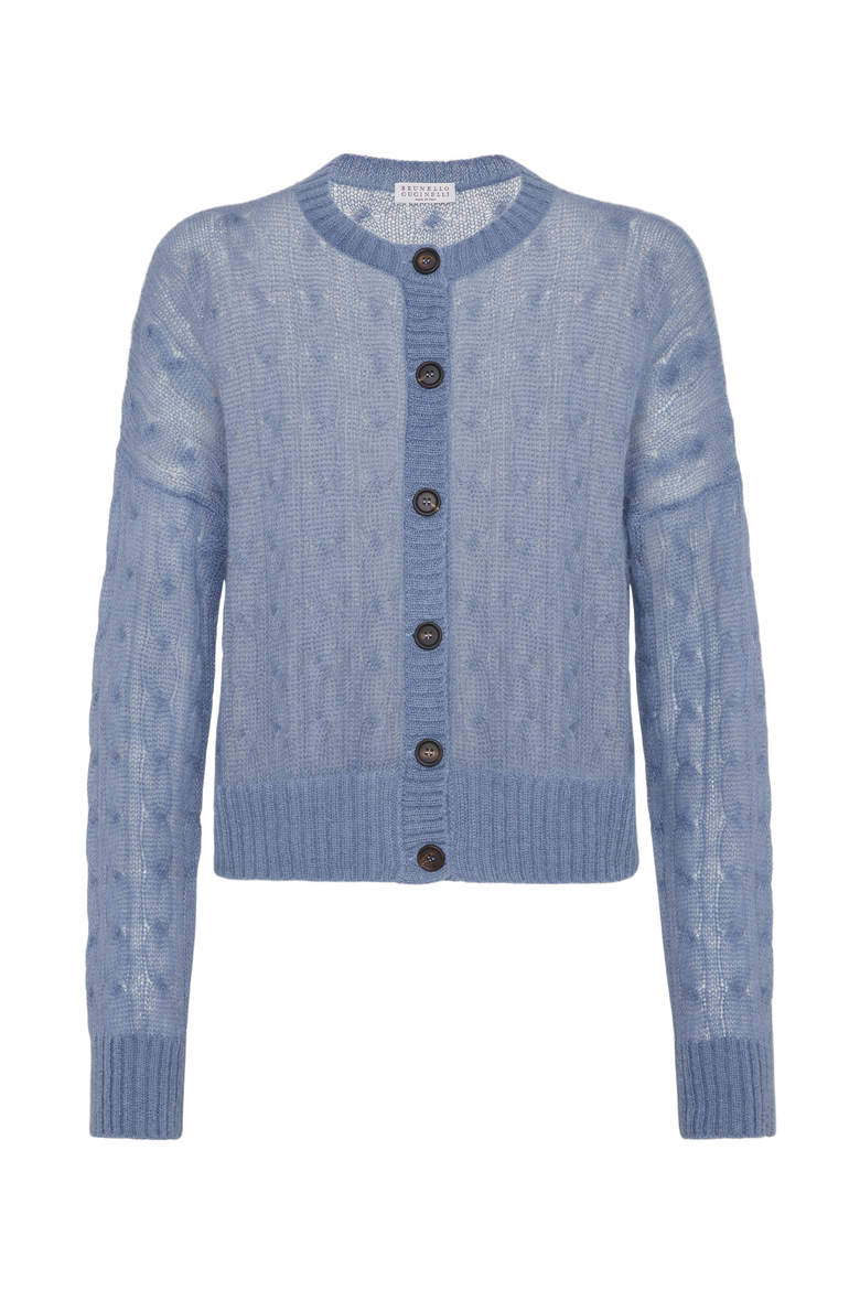 Cable knit cardigan, Main, color, Avio Blue