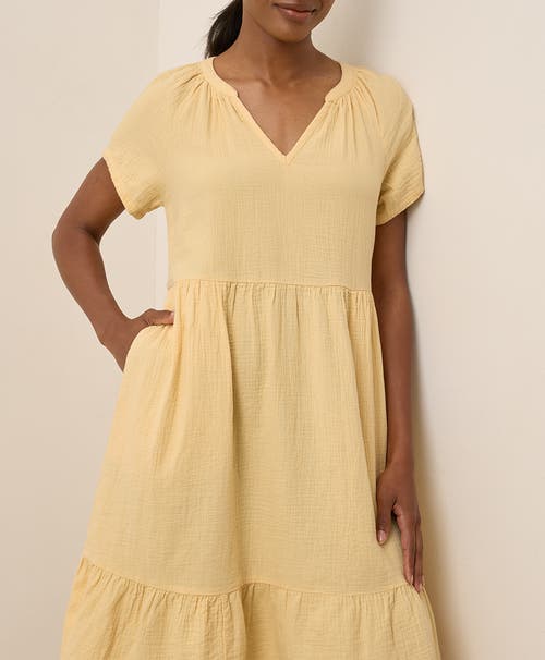 Pact Organic Cotton Coastal Double Gauze Breezy Dress In Yellow
