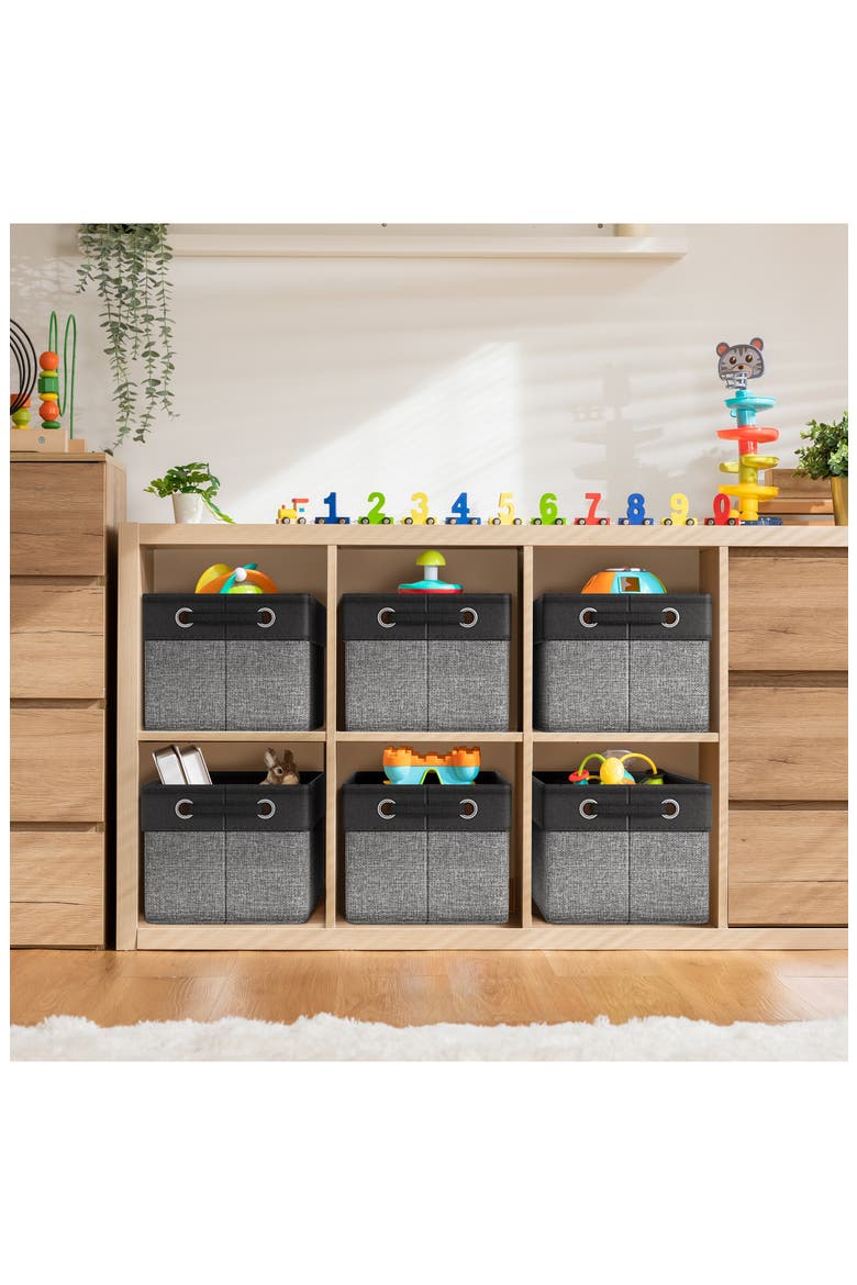 6-Pack Collapsible Fabric Storage Bins, Alternate, color, BLACK