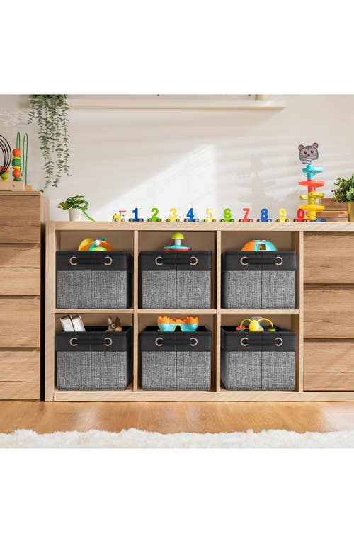 Sorbus 6 Pack Twill Rope Storage Bins For Shelves In Black