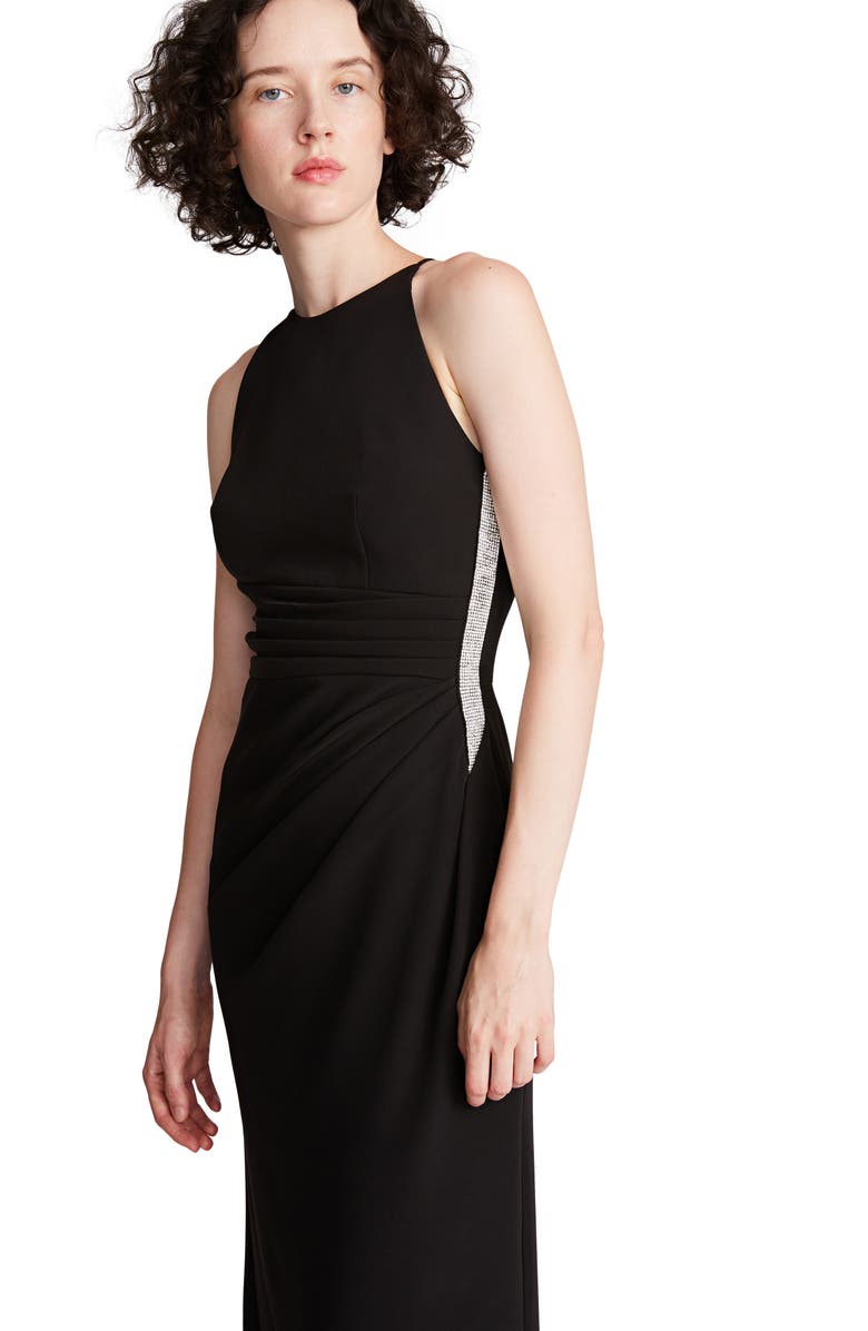 HALSTON Annika Crystal Detail Halter Neck Stretch Crepe Sheath Gown, Alternate, color, 