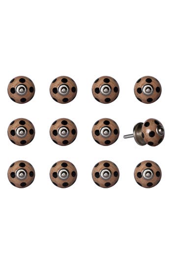 Kinetic 12-pack Knobs In Brown Polka Dot