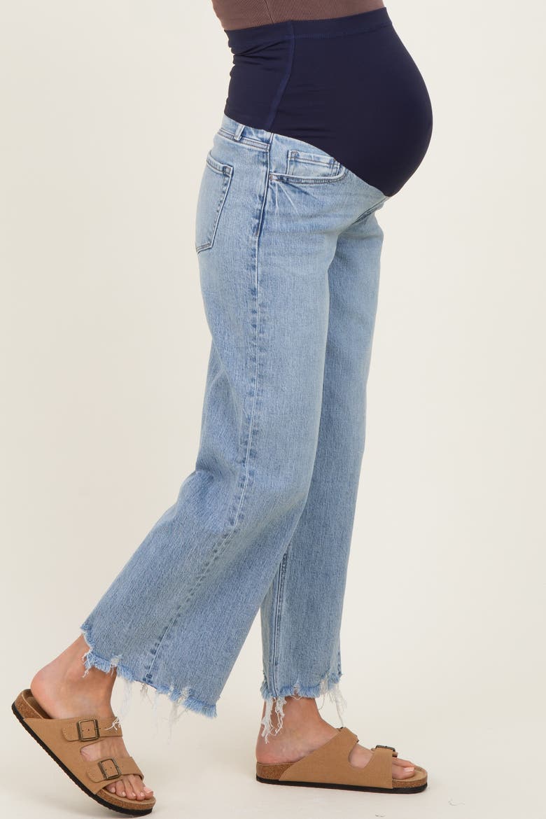 Fringe Hem Ankle Wide Leg Maternity Jeans, Alternate, color, Light Blue