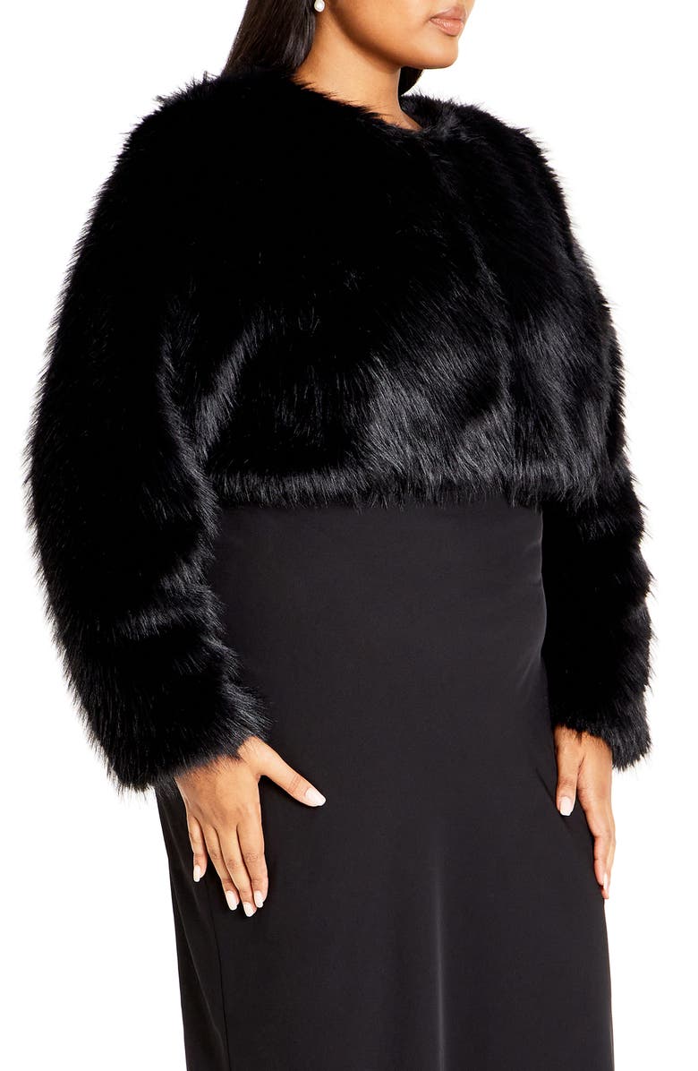 City Chic Angelica Faux Fur Crop Jacket, Alternate, color,