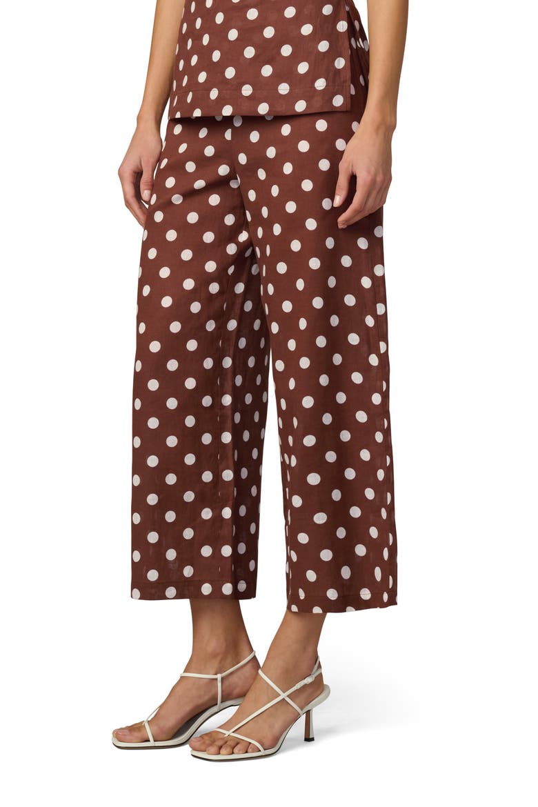 The Mariel Linen & Cotton Crop Wide Leg Pants, Alternate, color, CHOCOLATE/ECRU DOT