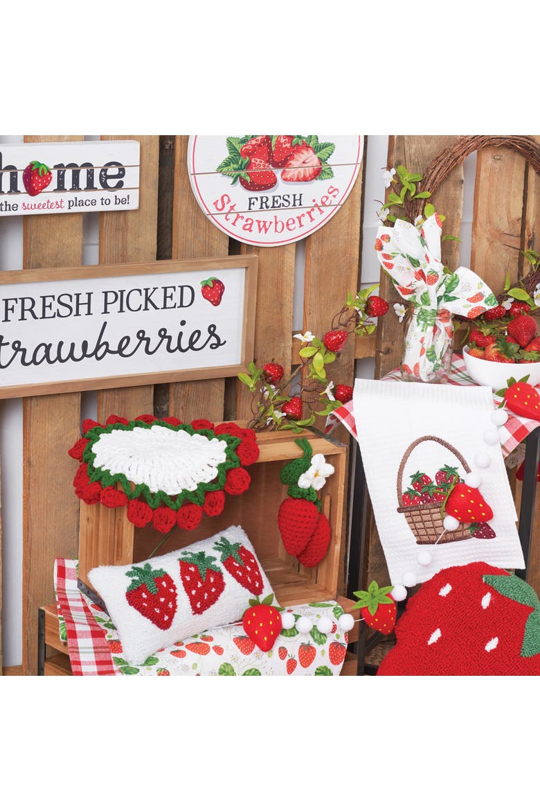 0.6"H x 20"L x 7.4"W Strawberry Fresh Wall Sign Decor, Alternate, color, White