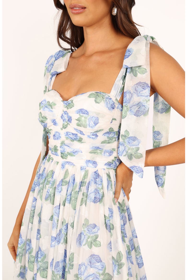 Floret Bow Strap Midi Sundress, Alternate, color, BLUE