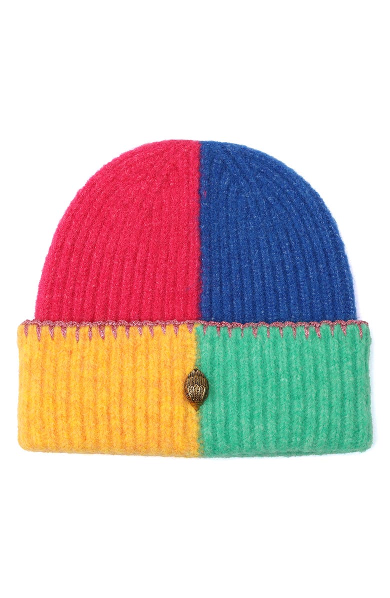 Kurt Geiger London Colorblock Beanie, Main, color, Classic Rainbow