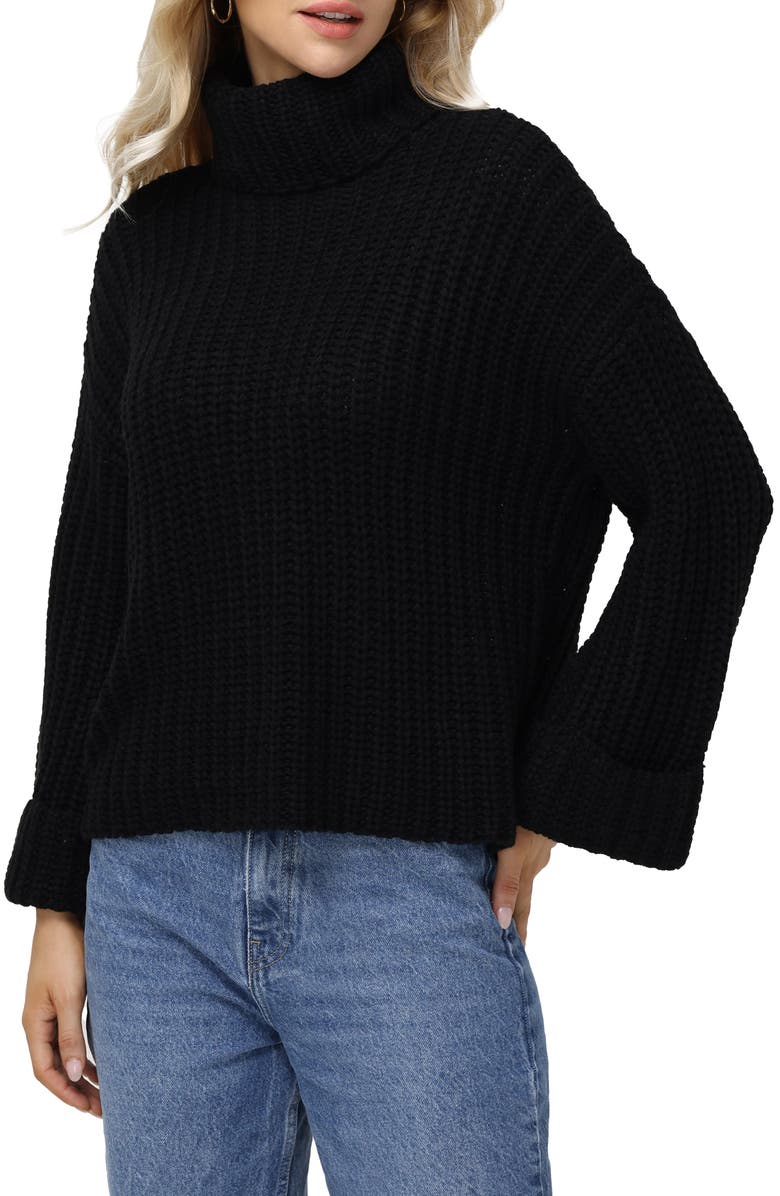 525 america Vida Bell Sleeve Turtleneck Sweater, Alternate, color, Black