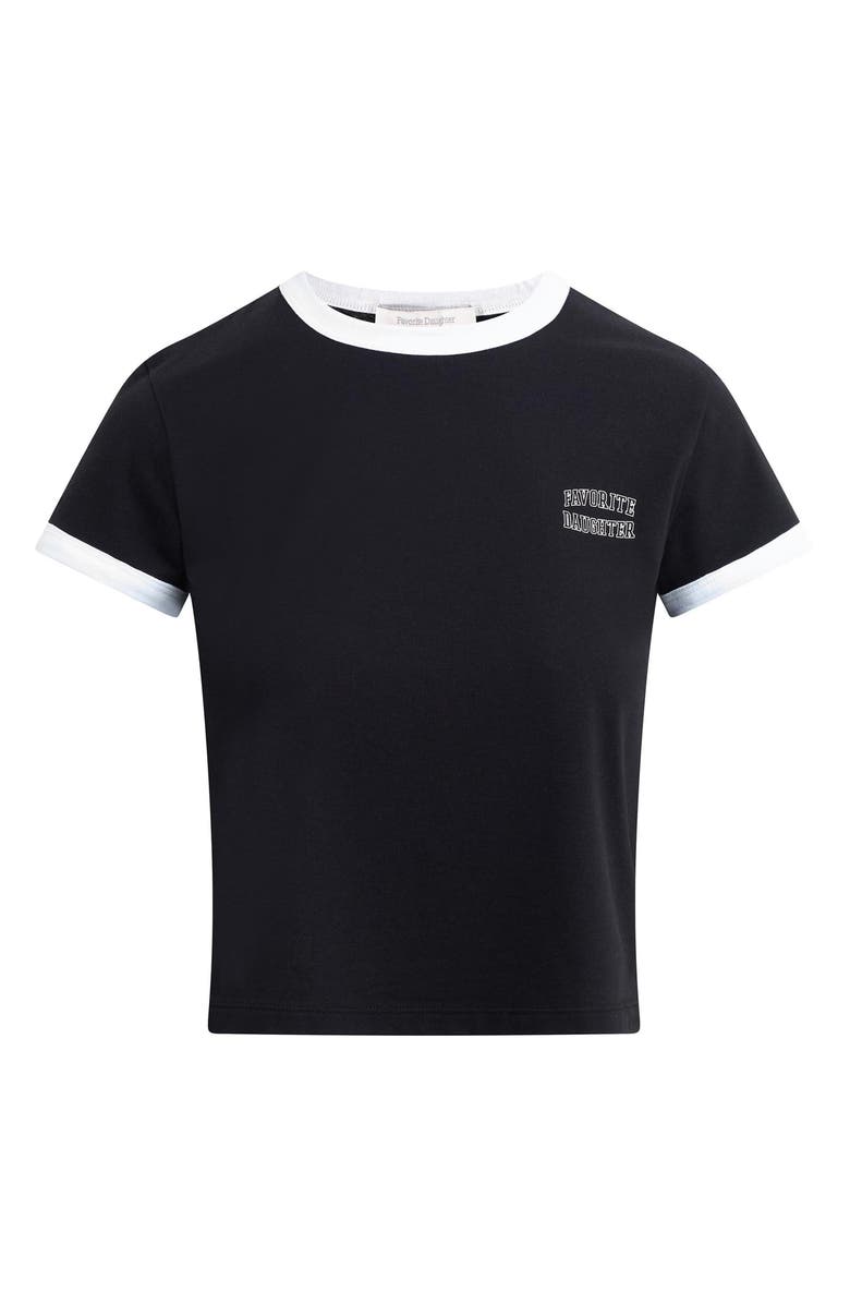 Favorite Daughter Logo Crop Ringer T-Shirt, Alternate, color, Black/ Off White