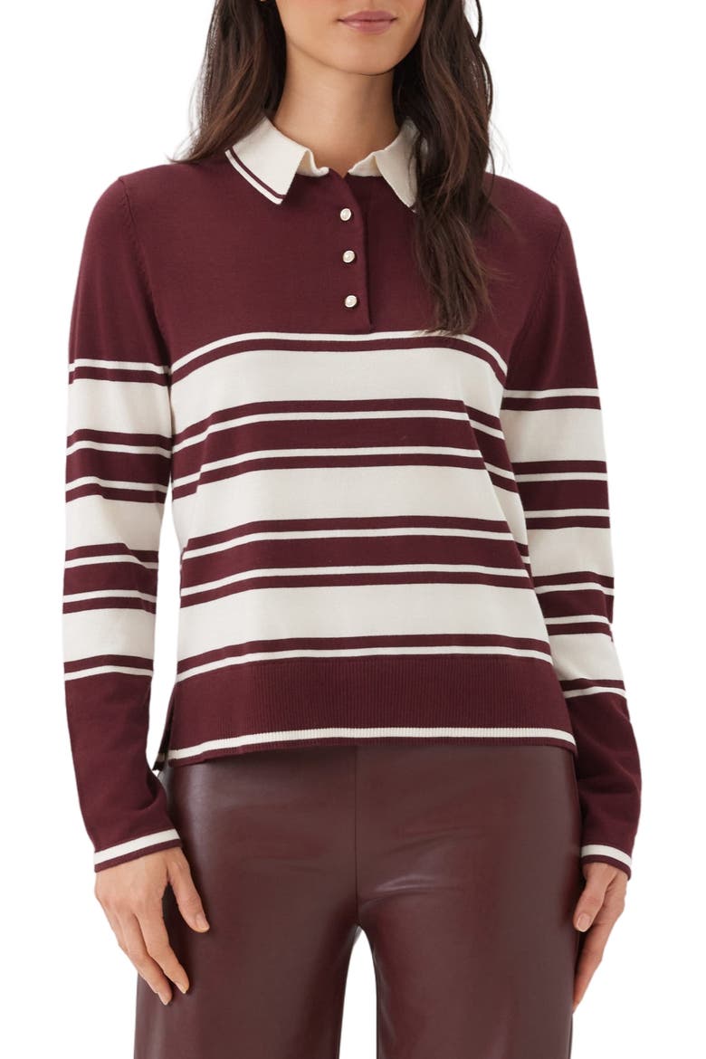 Game Day Striped Sweater, Main, color, WINE W/ CREAM