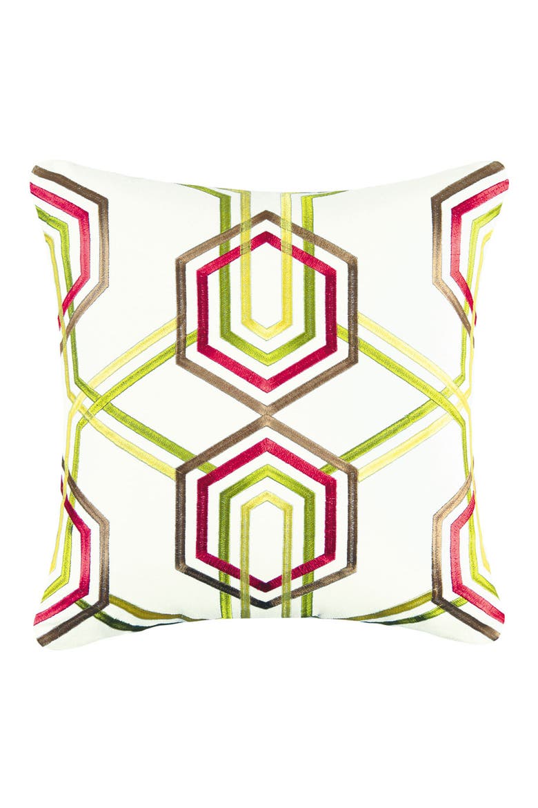 Geo Embroidered Accent Pillow, Main, color, White