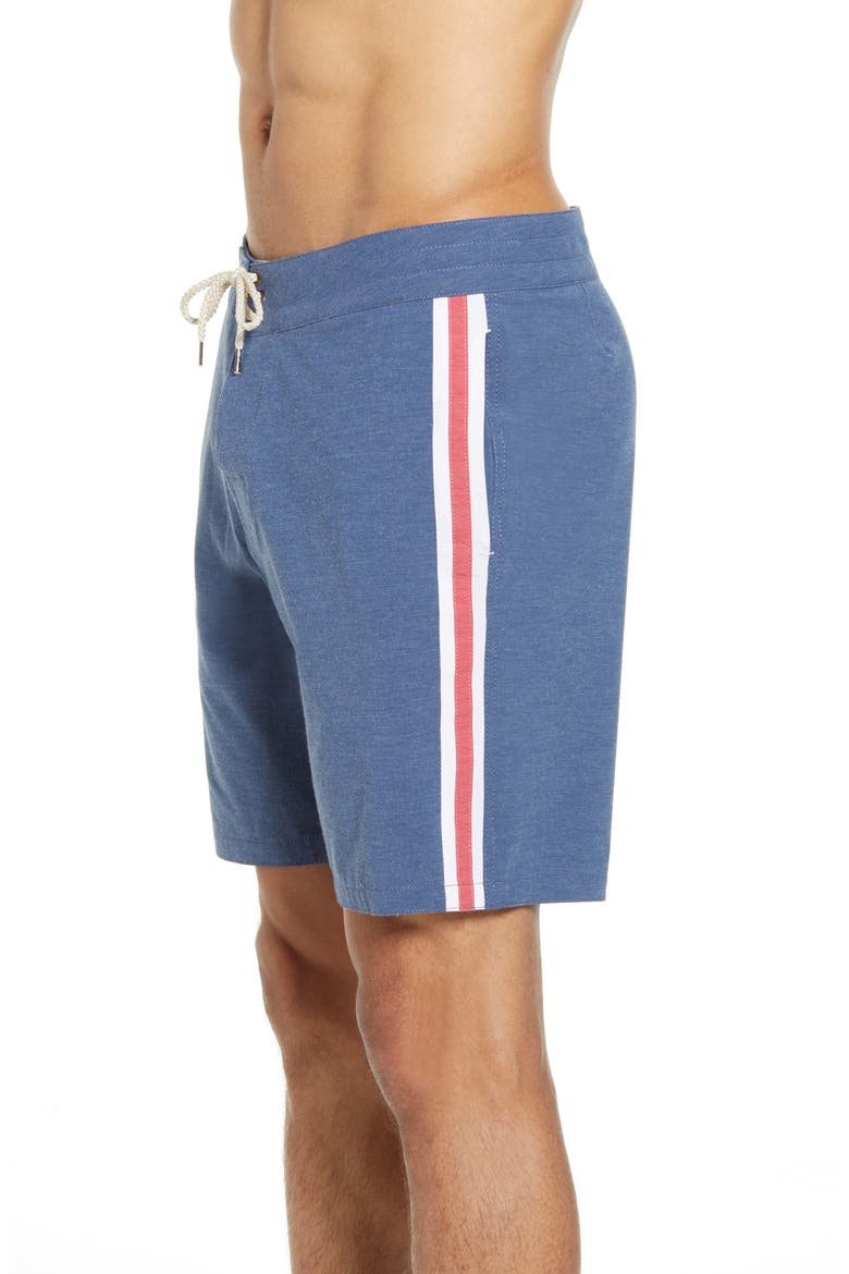 Retro Surf Stripe Board Shorts, Alternate, color, BLUE RED STRIPE