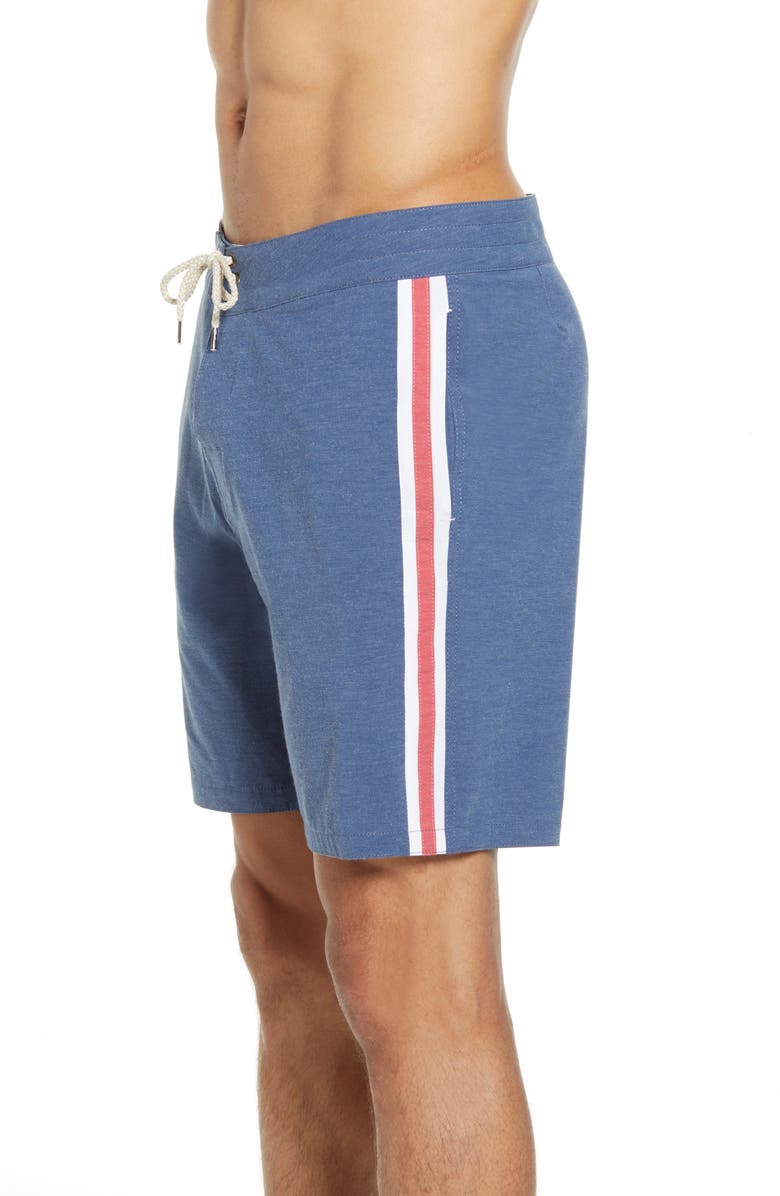 Faherty Retro Surf Stripe Board Shorts, Alternate, color, Blue Red Stripe