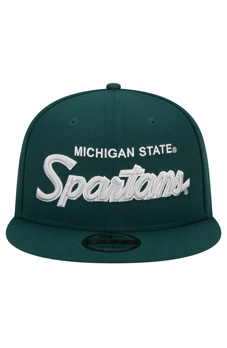 New Era Men's New Era Green Michigan State Spartans Team Script 9FIFTY Snapback Hat, Alternate, color,