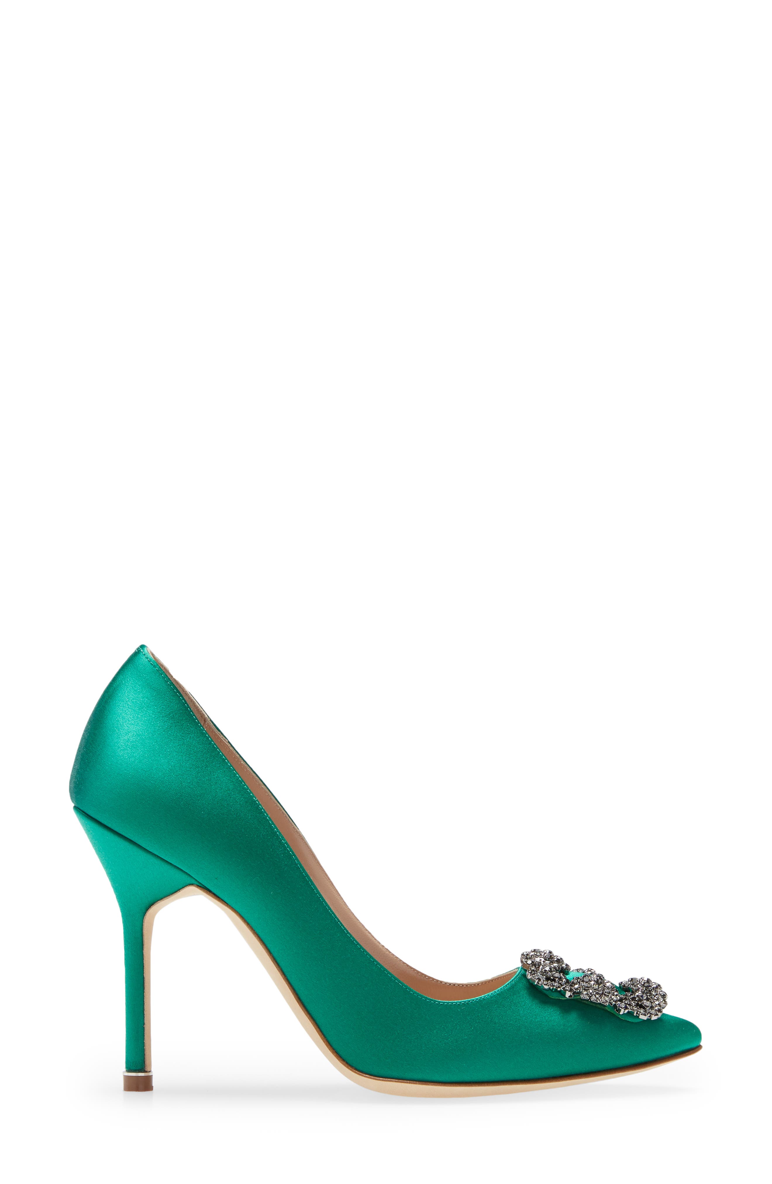 Manolo Blahnik Hangisi Crystal Buckle Pump, Alternate, color, 