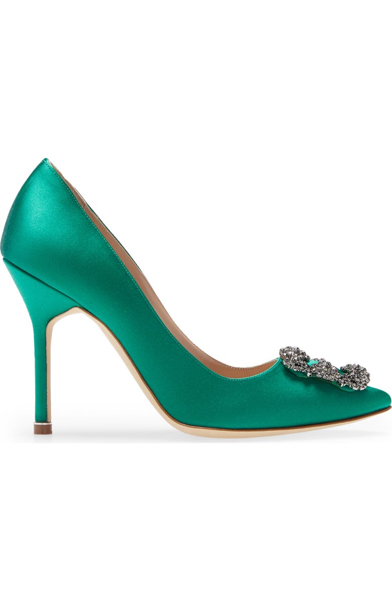 Manolo Blahnik Hangisi Crystal Buckle Pump, Alternate, color,