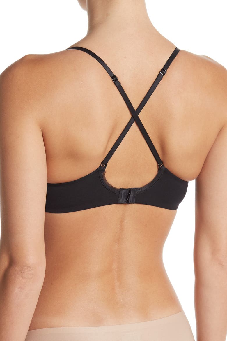 Cabana Cotton Blend Convertible Underwire Bra, Alternate, color, BLACK