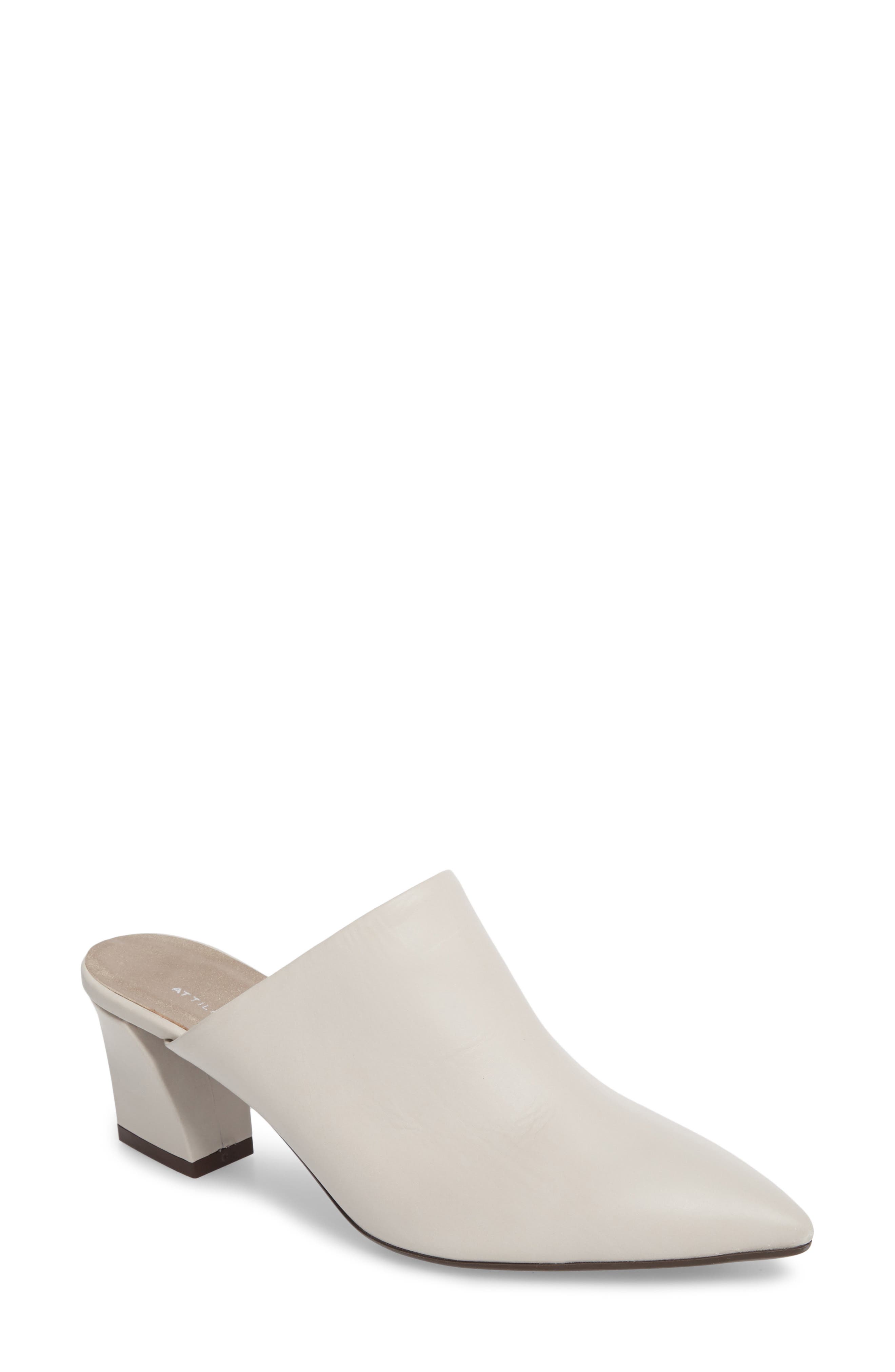Pointy Toe Mule, Main, color, OFF WHITE LEATHER