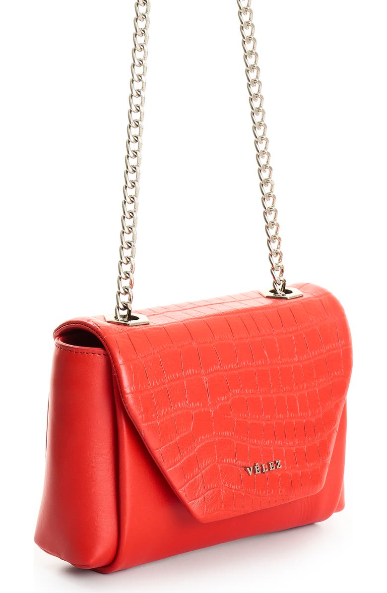 Velez Leather Crossbody Bag with Chain, Alternate, color, Red