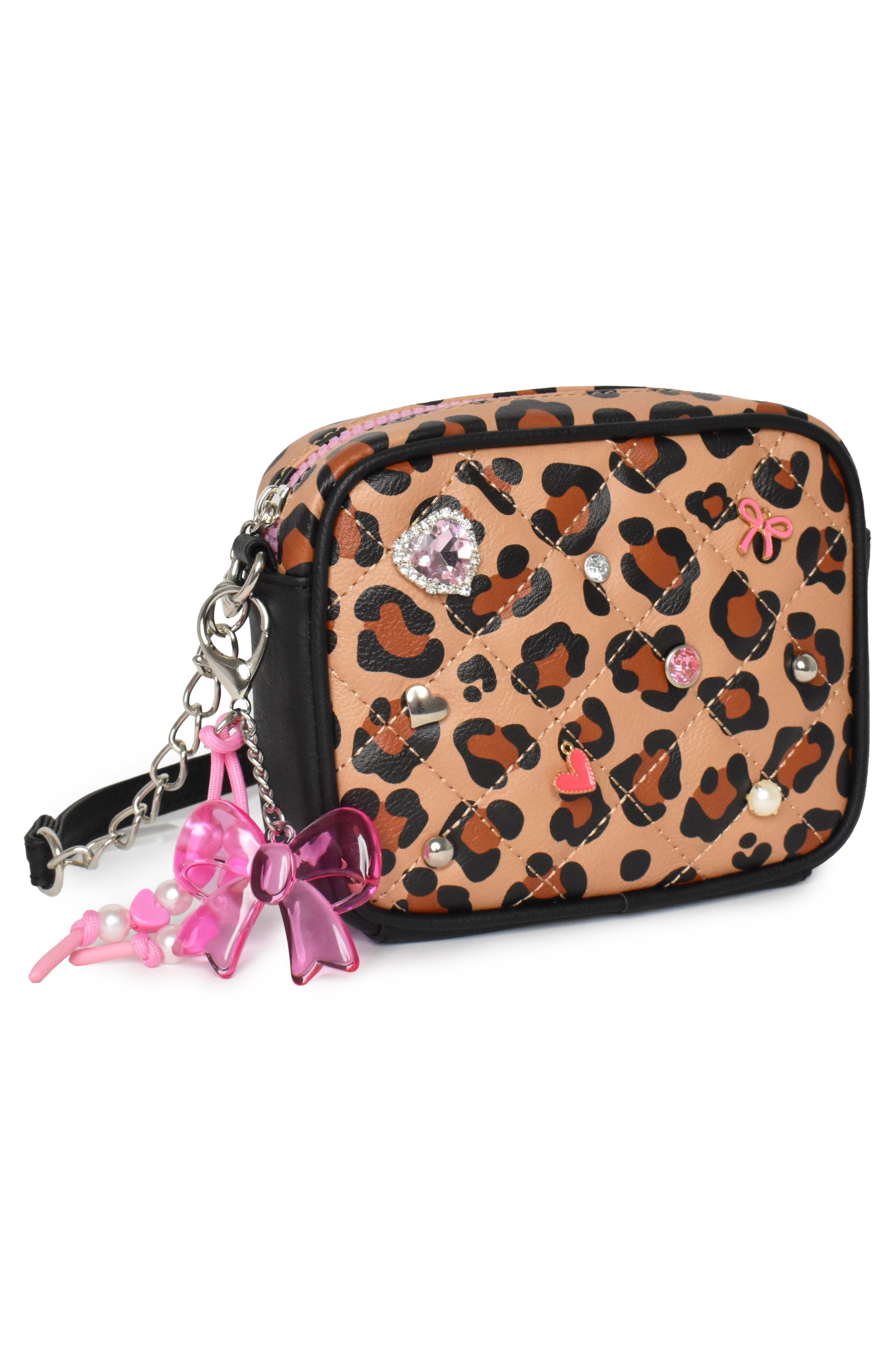 Kids' Leopard Print Crossbody Bag, Alternate, color, BROWN/ BLACK
