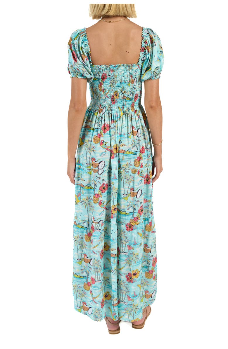 Kenny Flowers The Margaritaville Wastin' Away Again Smocked Maxi Dress, Alternate, color, Light Blue