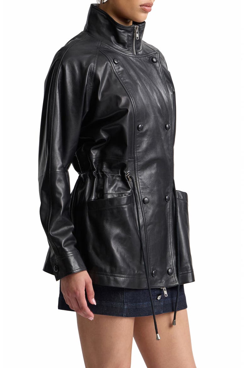 Slouchy Leather Jacket, Alternate, color, BLACK