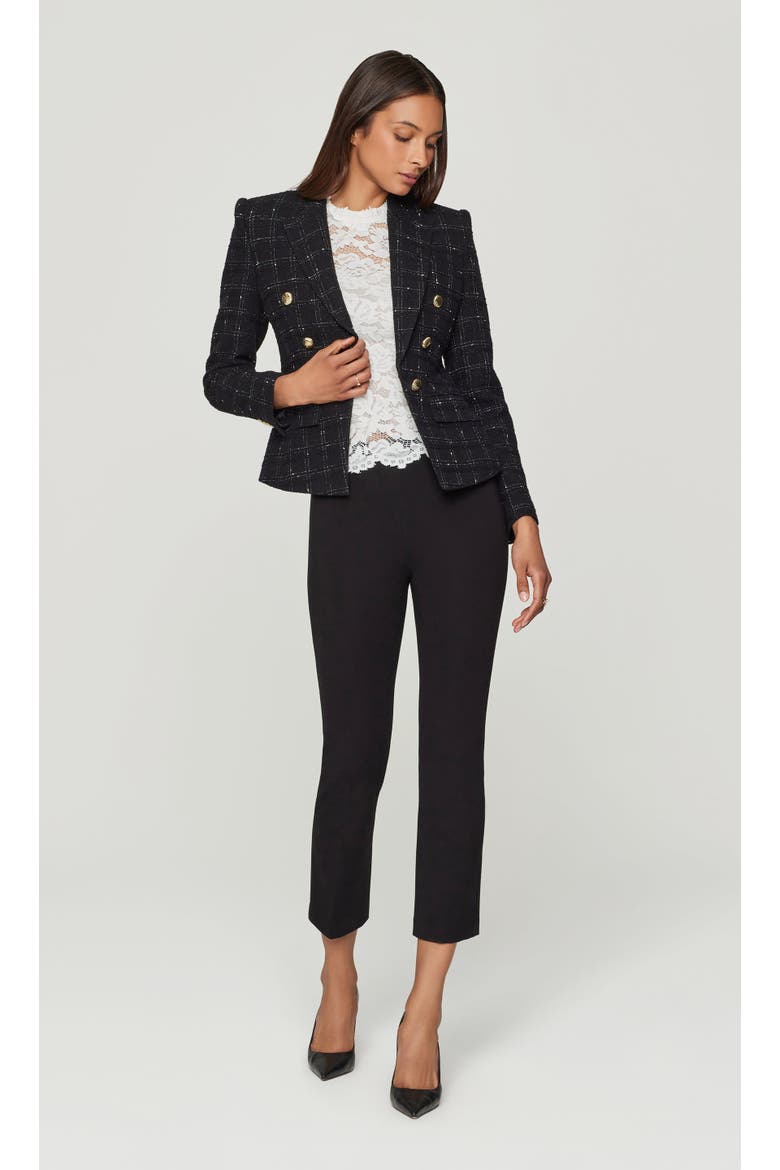 Elsa Windowpane Tweed Blazer, Main, color, Black/White