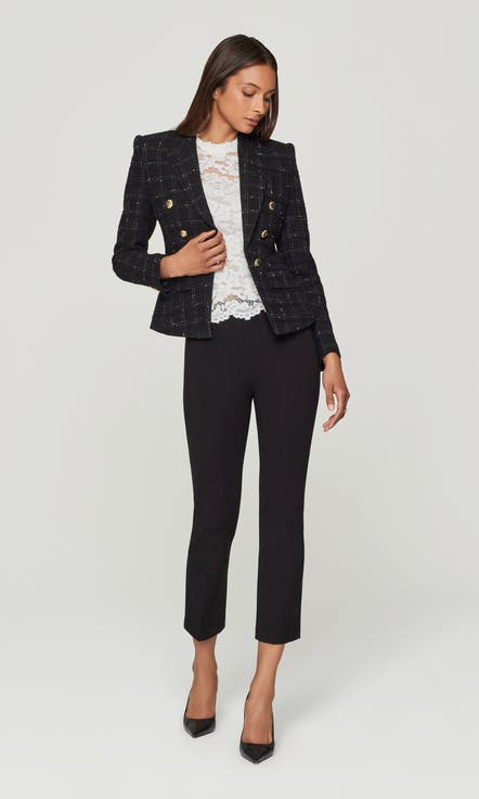 Elsa Windowpane Tweed Blazer