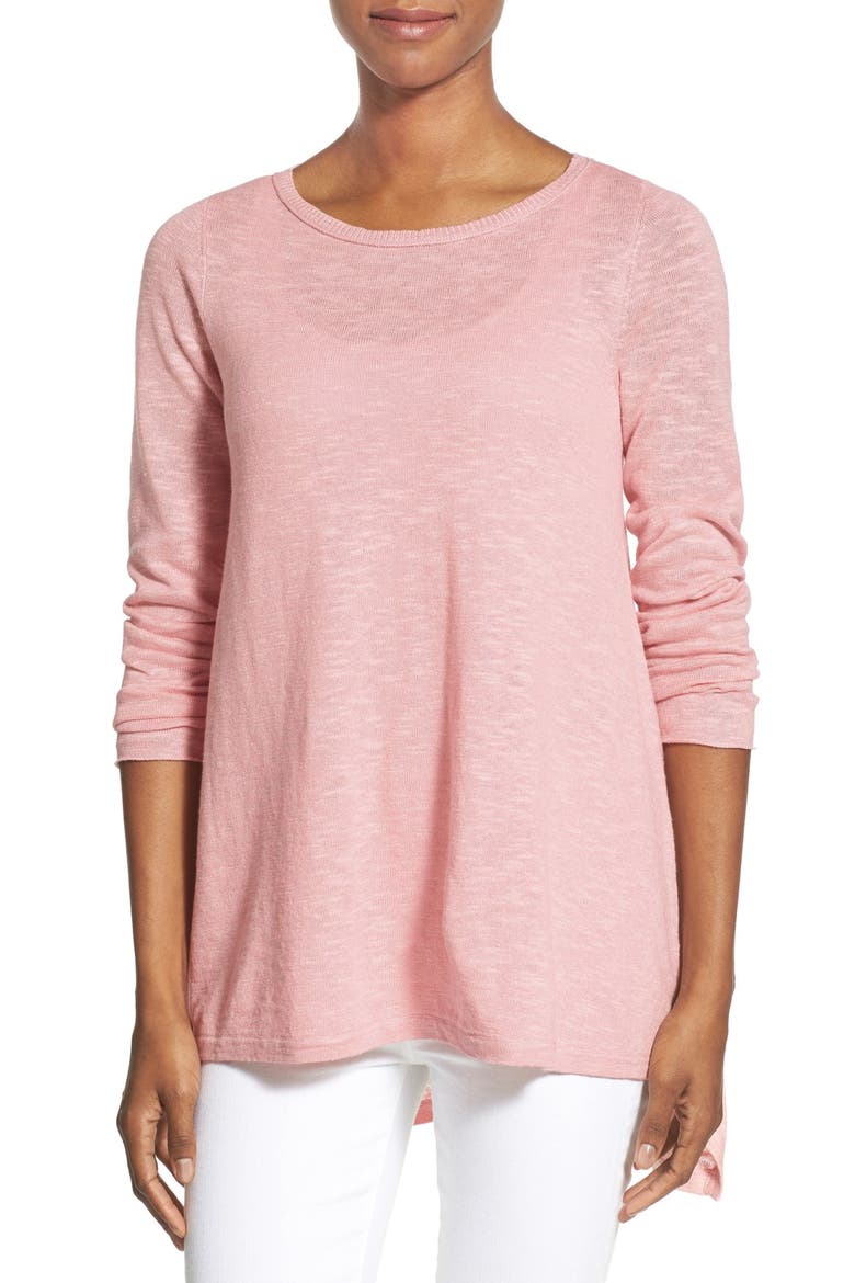 Organic Linen & Cotton Bateau Neck Sweater, Main, color, PRIMROSE