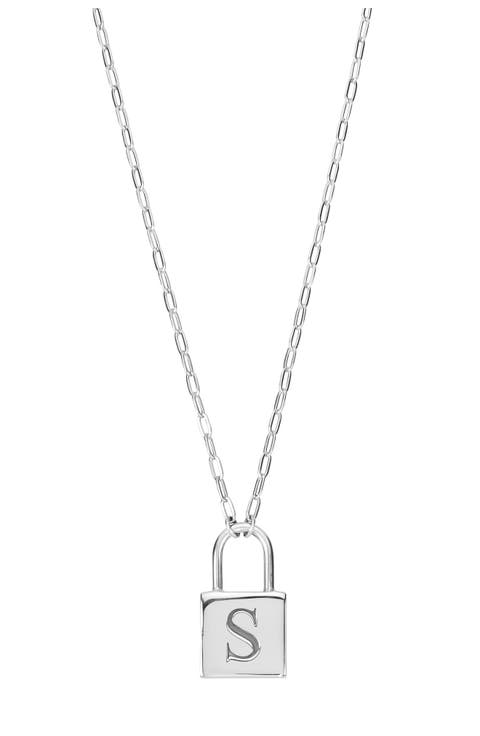 Personalized Initial Lock Pendant Necklace