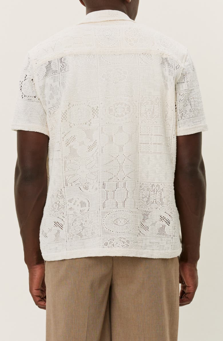 Les Deux Hector Lace Short Sleeve Button-Up Shirt, Alternate, color, Ivory