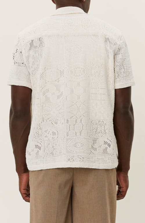Les Deux Hector Lace Short Sleeve Button-up Shirt In Ivory