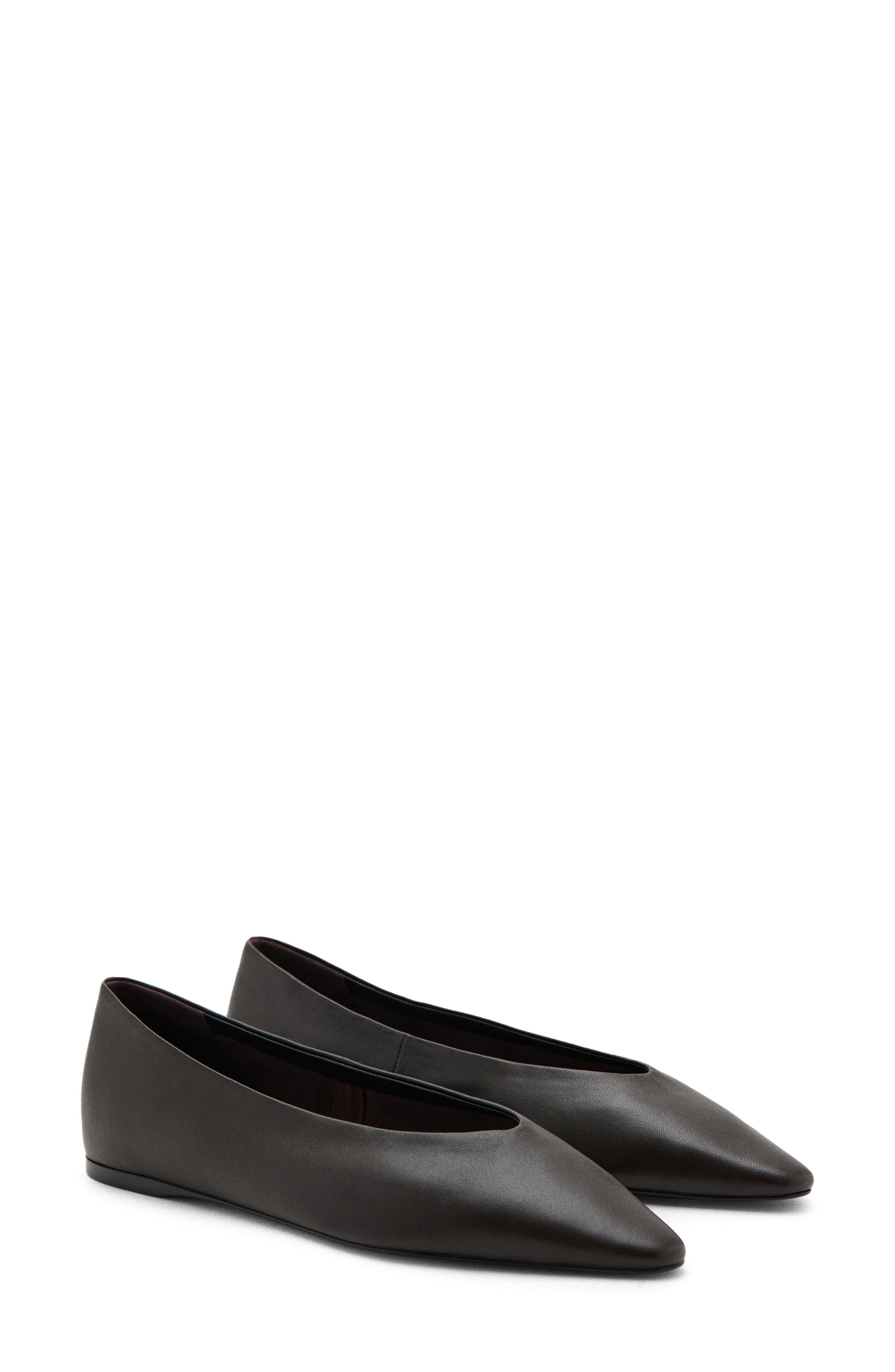 MANGO Pointed Toe Flat, Main, color, Chocolate