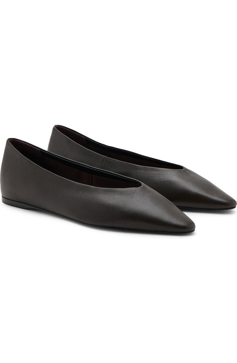 MANGO Pointed Toe Flat, Main, color, Chocolate