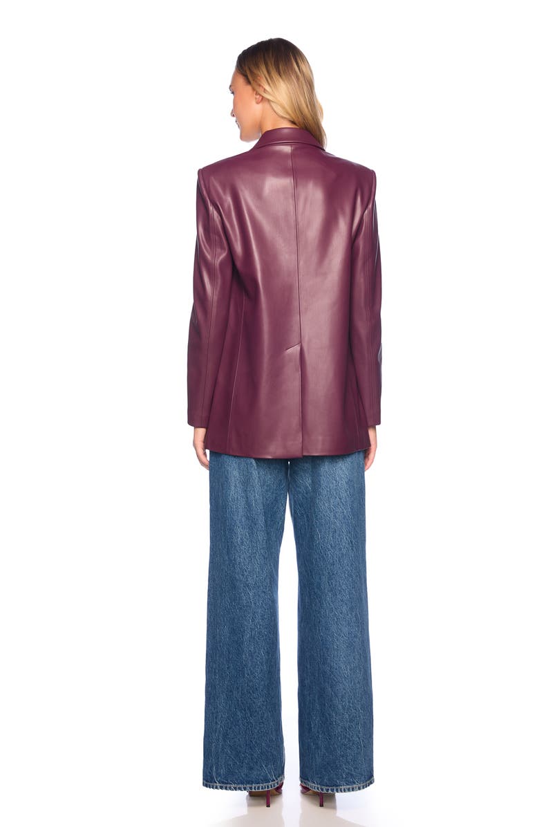 Susana Monaco Faux Leather One-Button Boyfriend Blazer, Alternate, color, Malbec