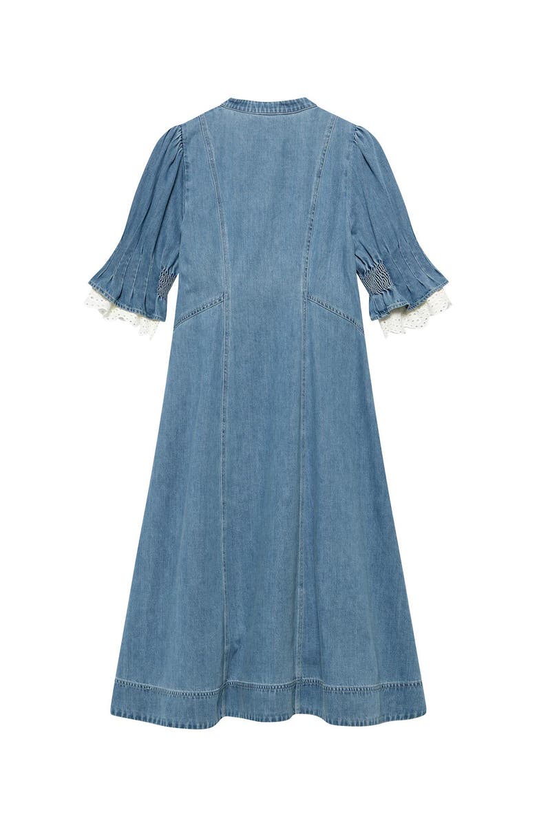 MINT VELVET Denim Crochet Trim Midi Dress, Alternate, color, Blue